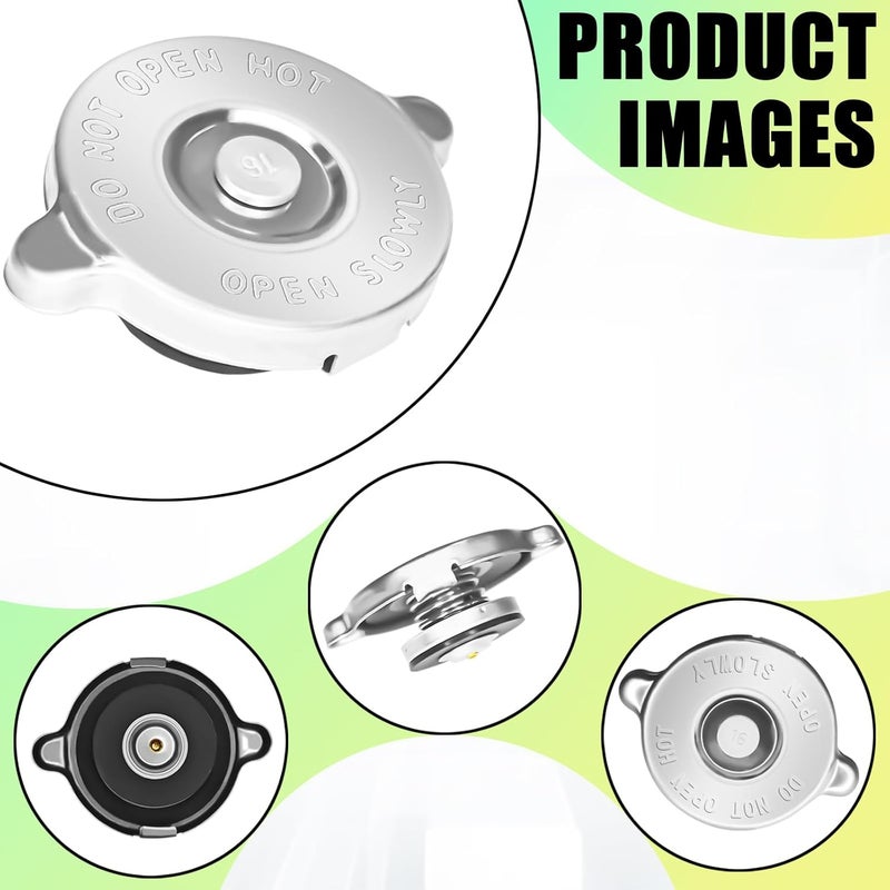 QQWD غطاء رادياتير 1PC، 16PSI ملحقات سيارات مقاومة للماء ومضادة للتسرب، غطاء تبريد بديل بتصميم مزدوج، غطاء ختم رادياتير عالمي لمعظم السيارات (فضي) - Image 3